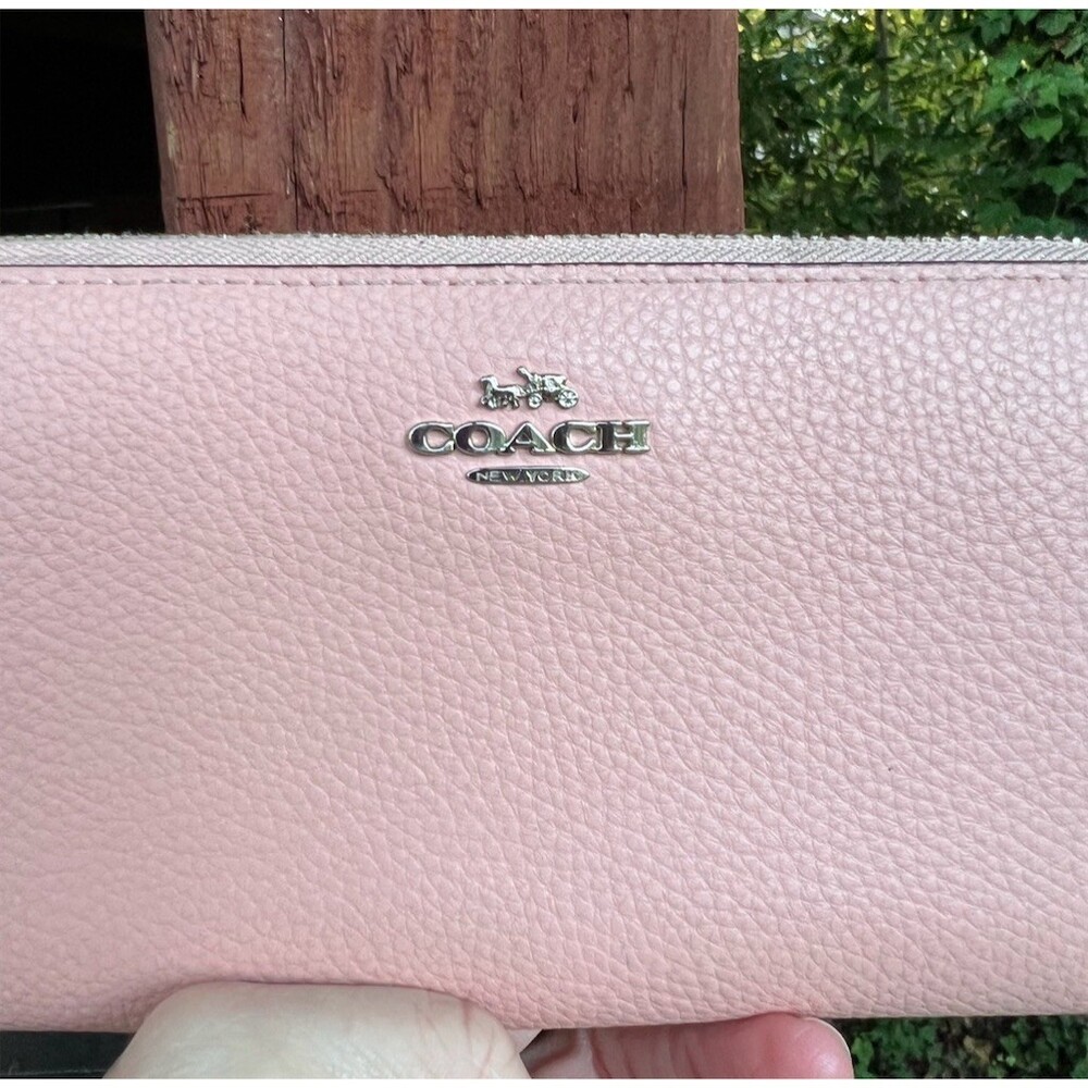 COACH Long Zip-Around Accordion Wallet Soft Pink with Silver Hardware AUTHENTIC - Picture 3 of 7